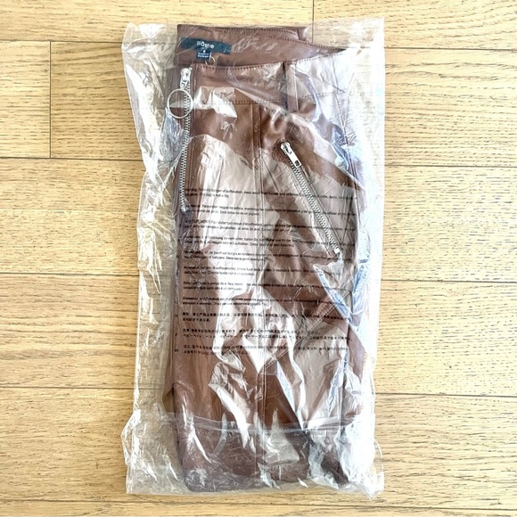 Brown Vegan Leather Pants - High Waist Slimfir Pants NWT - Size S - Picture 7 of 7